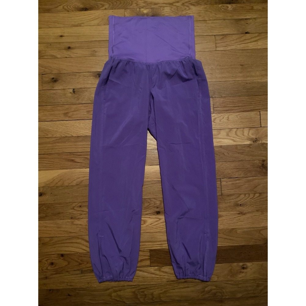 Lululemon Om Pant Women's 2 Purple Pants Sport Lightweight Foldover Waistband